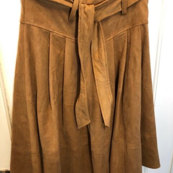 Anthropologie Brown Midi A-Line Skirt with Tie Front - Picture 4 of 10